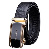 Caluom Kaiol品牌皮带男自动扣轻奢真皮腰带商务男士裤带 【专柜礼盒】8059A时尚金色/外穿式 115cm -130cm默认(可修剪)