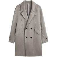 GXG男装2024年多色长款毛呢大衣外套豆绿色165/S