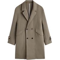 GXG男装2024年多色长款毛呢大衣外套卡其色180/XL