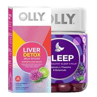 OLLY褪黑素睡眠软糖 3mg 50粒+OLLY 护肝排毒果冻条16条 【夜间护肝】褪黑素3mg+护肝果冻