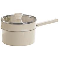 REDCHEF红厨陶瓷汤奶锅带蒸格家用炖煮锅长柄煲汤焖锅煮粥电磁炉燃气灶20cm 【套装白】汤奶锅+珐琅蒸格 20cm