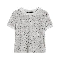 圆领印花设计正肩短袖上衣夏季休闲百搭修身女式T恤