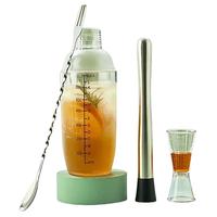 京严选雪克杯套装调酒器手打柠檬茶工具奶茶店不锈钢捣汁棒盎司杯摇酒壶 【雪克杯4件套】700ml