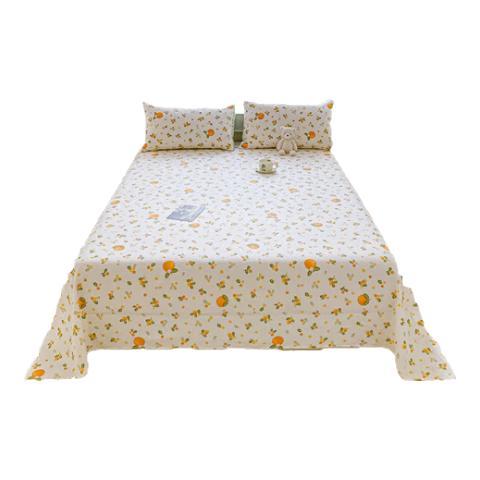 南极人 纯棉床单单件100棉斜纹印花被单150*200*230全棉床褥垫单四季可用 R床单砂糖橘 单床单 120cm*230cm