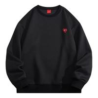 查尔斯桃心卫衣男女同款爱心LOGO刺绣圆领宽松青年打底衫 铁灰色 2XL