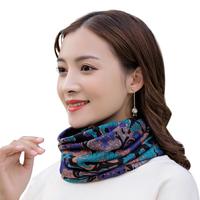 户外田园碎花小围脖女士春秋冬季围巾保暖薄款套头护颈椎脖套
