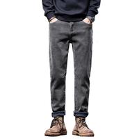 男士加绒加厚牛仔裤春季修身保暖抗寒锁温小脚裤通勤百搭长裤男