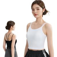 都市丽人吊带背心女内搭春夏文胸一体带胸垫纯色薄款美背内衣外穿打底白L 白色 L 110-140斤
