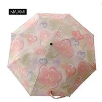 油画太阳伞防晒防紫外线遮阳伞女折叠便携全自动晴雨伞两用小清新
