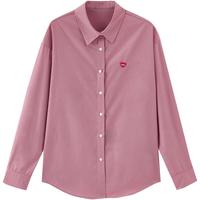 初语长袖衬衫女百搭打底衫25春秋通勤风纯色衬衣基本款上衣 粉陶色8332801 M