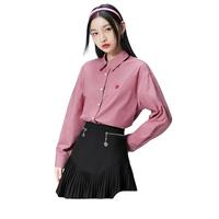 初语长袖衬衫女百搭打底衫25春秋通勤风纯色衬衣基本款上衣 粉陶色8332801 S