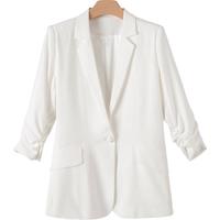晚白2025春款时尚简约休闲外套气质纯色一粒扣西装外套女 白色 XL