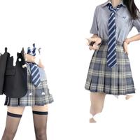 晒海jk制服格裙套装女夏季百褶裙日系短裙半身裙毕业班服