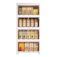 百易特免安装一秒拉开可折叠收纳柜卧室客厅塑料置物柜多层杂物储物柜 收纳柜超大号【面宽54CM】带4轮 三层