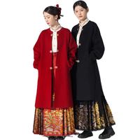 醉雨朵汉服改良版对襟红色毛呢大衣敬酒服婚服拜年服2024新春款