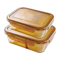 VISIONS康宁2件套耐热玻璃饭盒保鲜盒便当盒密封储物罐 600ml饭盒+980ml分隔饭盒