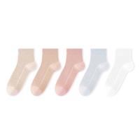 【100%纯棉抑菌防臭】女士夏季网眼不易掉跟袜子短筒袜5双装