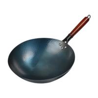 石记铁匠章丘炒锅老式手工锻打铁锅 圆底炒菜锅 家用无涂层不粘锅已开锅 二万锤32带耳木盖+铲+勺 32cm