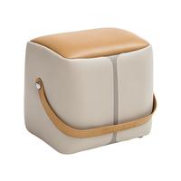 芝华仕 凳子 家用换鞋凳现代简约真皮小凳子头层牛皮圆凳 XJ008小皮凳 赤陶橘储物款（方凳） 72小时