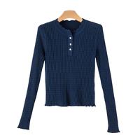 晚白气质纯色显白针织衫女 蓝色 L