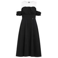 夏装 撞色气质法式礼服缩褶显瘦连衣裙女