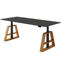 智芯李仁同款电动升降桌电脑桌双电机电竞桌自动升降办公书桌KU1 标准版【A字腿 黑皮单桌】双电机 1.4米*0.7米