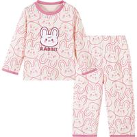 纤丝鸟（TINSINO）儿童睡衣套装女童纯棉家居服中小童四季空调服童装 可爱线条兔