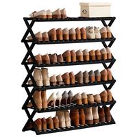 森必居(SENBIJU)折叠简易鞋架子木制鞋柜宿舍家门口多层免安装耐用防尘置物收纳架 原色-四层50【免安装 可折叠】