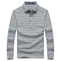 七匹狼长袖T恤男季条纹翻领PoloT恤衫男士体恤衫商务休闲百搭上衣男装 005浅灰 175/92A(XL)