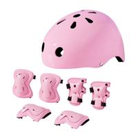 滑步轮滑护具儿童头盔骑行全套滑板溜冰平衡车自行车防摔7件套粉 7件套 【桃夭粉】适合3-12岁