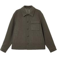 杰克·琼斯（JACK&JONES）男装春秋舒适面料基础百搭胸前按扣贴袋尖领毛呢大衣男224427006 军绿色E04 常规 军绿色E04 S 170