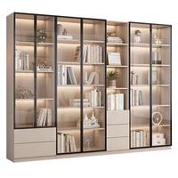 京之恋书柜落地一体靠墙实木玻璃门书架置物架轻奢柜子储物柜手办收纳柜 【实木】40cm单门玻璃柜