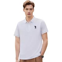 U.S. POLO ASSN.保罗POLO衫男夏季商务休闲短袖桑蚕丝凉感T恤男上衣白色L