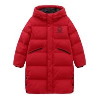 波司登(BOSIDENG)儿童羽绒服90绒男女童连帽保暖5A抗菌长款冬季加厚外套 亮红1299【5A抗菌绒】 165 /84 体重约90以上斤