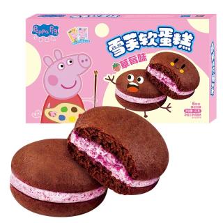 小猪佩奇（PeppaPig）雪芙软蛋糕 草莓味 132g（6枚装） 童趣休闲零食 纯蛋糕巧克力派