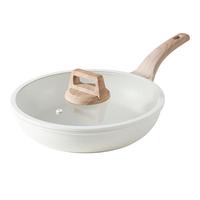 卡罗特平底锅不粘锅麦饭石色煎锅烤肉煎蛋锅家用早餐煎饼锅牛排 26cm 【浅色系】2-4人使用-带盖 26cm