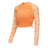 迪卡侬分体泳衣女长袖游泳衣冲浪服女士泡温泉T恤-5411417 S 月光沙橘