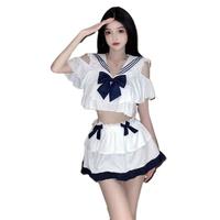 浪莎 情趣内衣性感睡衣制服极污度诱惑露肩女丁字裤校园JK纯欲学院风分体短裙角色扮演双层花边裙情趣用品