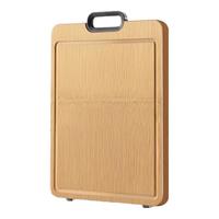 双枪 SUNCHA双枪 SUNCHA鎏金整竹无屑砧板 实木切菜板防霉案板厨房面板竹砧板剁骨板 【碳素把手】45*32*2.2cm-无脚垫