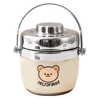 HELIDFANDA304不锈钢保温提锅1.2L 双层保温桶 便携式保温饭盒