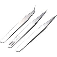 NS不锈钢防静电镊子特尖头弯嘴直头圆头扁嘴套装夹子工具 直头12.5cm