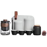 不拙旅行茶具便携式套装泡茶户外旅游茶杯 雅黑云海快客杯1壶3杯+罐 5-【茶伴侣】 雅黑云海快客杯+罐