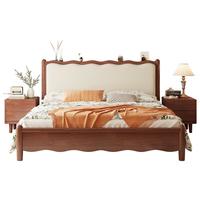 莱仕达美式实木床胡桃木1.5米双人床法式中古典软包实木床YF688# 柜