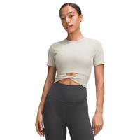露露乐蒙lululemon丨Cropped Nulu™ 女士短款下摆扭结短袖 T 恤 LW3IF8S 生亚麻色 L /10