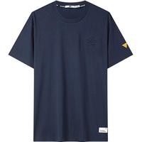 七匹狼短袖T恤男夏季圆领纯色休闲舒适上衣男装 102(深蓝) 2XL 180/100A