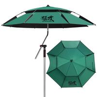 猛攻钓鱼伞12棱万向防雨折叠抗风加厚防晒黑胶遮阳伞2.4米双弯拐杖