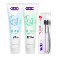 Saky/舒客 亮白牙齿减少牙渍牙菌斑清新口气 牙膏套装+牙刷 4支