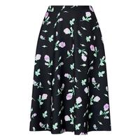 珂莱蒂尔【盈动绽放】2025夏季优雅碎花高腰A字裙女中长款半身裙 暗青紫 M