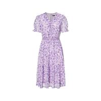 珂莱蒂尔女装夏通勤百搭法式碎花设计感收腰短袖连衣裙 淡紫 XL