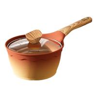 Amercook奶锅辅食锅汤锅养生陶土不粘无涂层家用热牛奶煮面燃气电磁炉通用 阿尔菲塔复古奶锅 18cm